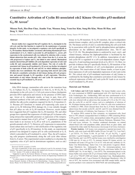 Constitutive Activation of Cyclin B1-Associated Cdc2 Kinase Overrides P53-Mediated 1 G2-M Arrest