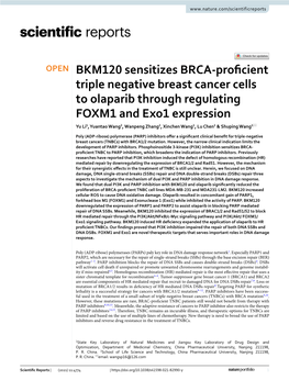 BKM120 Sensitizes BRCA-Proficient Triple Negative Breast Cancer Cells To
