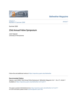 23Rd Annual Feline Symposium