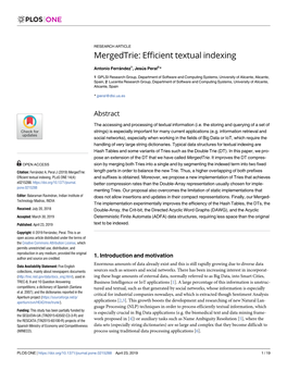 Mergedtrie: Efficient Textual Indexing