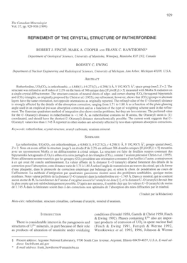 Refinement of the Crystal Structure of Rutherfordine