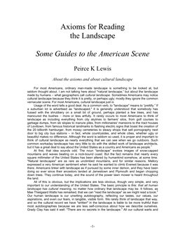 Axioms for Reading the Landscape: Some Guides to the American Scene