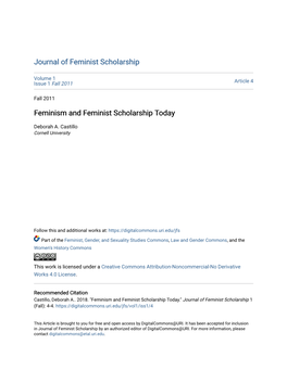 Feminism and Feminist Scholarship Today