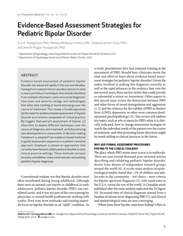 Evidence-Based Assessment Strategies for Pediatric Bipolar Disorder