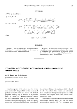 Symmetry of Strongly Interacting Systems with Zero Hypercharge