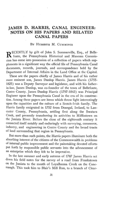 James D. Harris, Canal Engineer: Notes on His Papers and Related Canal Papers