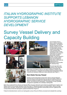 Survey Vessel Delivery and Capacity Building