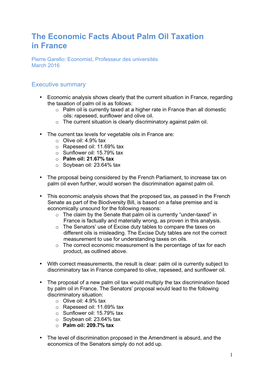 The Economic Facts About Palm Oil Taxation in France