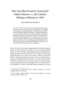 Father Morrow Vs. the Catholic Bishops of Britain in 1993