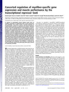 Concerted Regulation of Myofiber-Specific Gene Expression