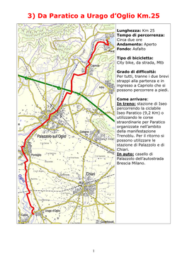 3) Da Paratico a Urago D'oglio Km.25