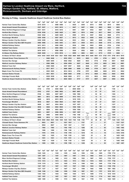 724 Harlow to London Heathrow Airport Via Ware, Hertford, Welwyn Garden City, Hatfield, St. Albans, Watford, Rickma