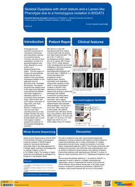 Clinical Features Patient Report Introduction Skeletal Dysplasia With