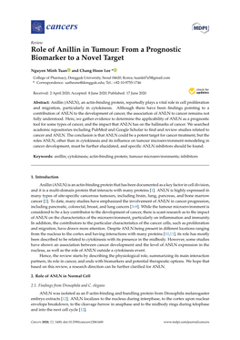 Role of Anillin in Tumour: from a Prognostic Biomarker to a Novel Target