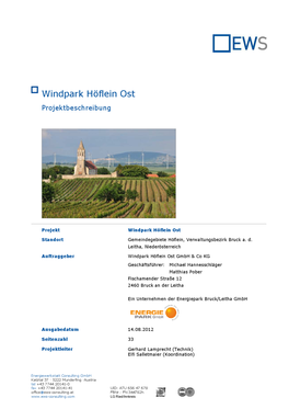 Windpark Höflein Ost Projektbeschreibung