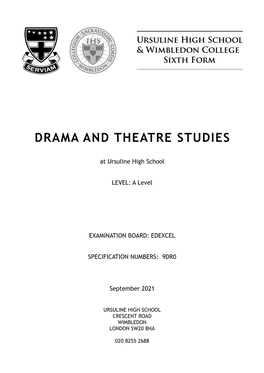 Drama and Theatre Studies 2021