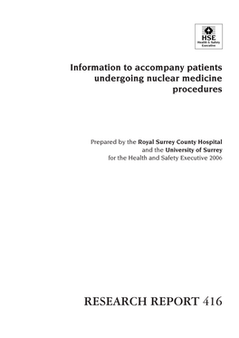 Information to Accompany Patients Undergoing Nuclear Medicine Procedures