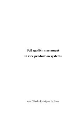 Soil Quality Assessment in Rice Production Systems
