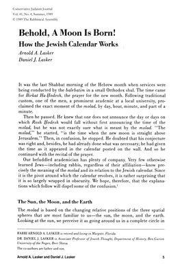 Behold, a Moon Is Born: How the Jewish Calendar Works