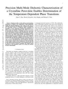 Precision Multi-Mode Dielectric Characterization of a Crystalline Perovskite Enables Determination of the Temperature-Dependent Phase Transitions Zijun C