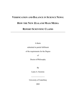 43. Verification and Balance in Science News: How the New Zealand Mass