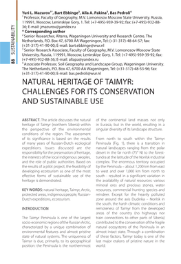 NATURAL HERITAGE of TAIMYR: Senior Researcher,Senior Alterra, Wageningen University Andresearch Centre