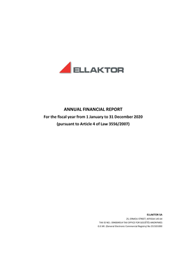 ANNUAL FINANCIAL REPORT for the Fiscal Year from 1 January to 31 December 2020 (Pursuant to Article 4 of Law 3556/2007)