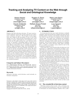 Tracking and Analyzing TV Content on the Web Through Social and Ontological Knowledge