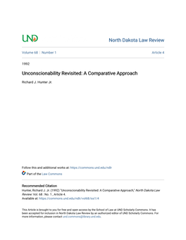 Unconscionability Revisited: a Comparative Approach