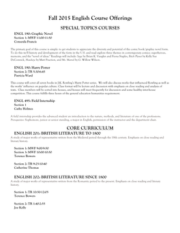 Fall 2015 Course Descriptions