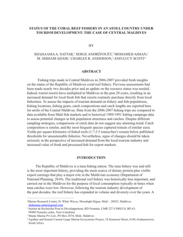 Status of the Coral Reef Fishery in an Atoll Country Under Tourism Development: the Case of Central Maldives