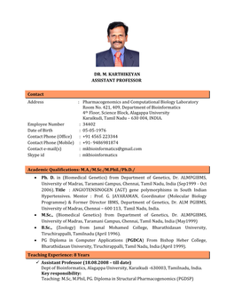 Dr. M. Karthikeyan Assistant Professor