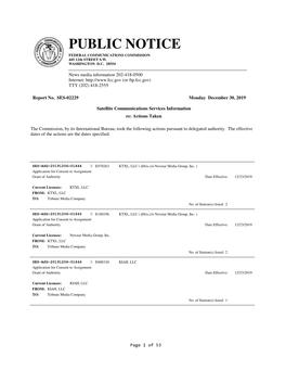 PUBLIC NOTICE FEDERAL COMMUNICATIONS COMMISSION 445 12Th STREET S.W