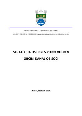 Strategija Oskrbe S Pitno Vodo V Občini Kanal Ob Soči