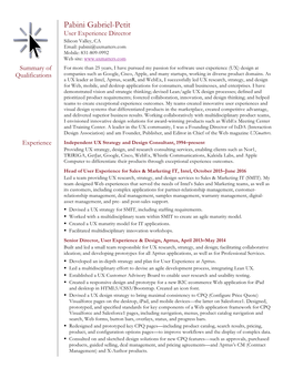 Pabini Gabriel-Petit User Experience Director Silicon Valley, CA Email: Pabini@Uxmatters.Com Mobile: 831-809-0992 Web Site