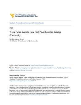 Trees, Fungi, Insects: How Host Plant Genetics Builds a Community