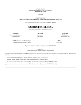 NORDSTROM, INC. (Exact Name of Registrant As Specified in Its Charter)