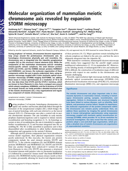 Molecular Organization of Mammalian Meiotic Chromosome Axis Revealed by Expansion STORM Microscopy