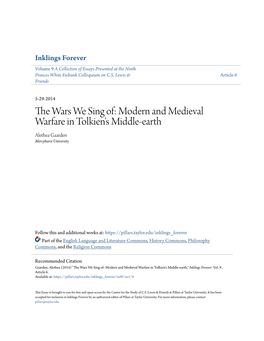 Modern and Medieval Warfare in Tolkien's Middle-Earth Alethea Gaarden Mercyhurst University