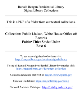 Collection: Public Liaison, White House Office Of: Records Folder Title: Soviet Union Box: 6