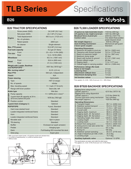 TLB B26 Specifications