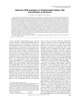 Molecular Rdna Phylogeny of Telotylenchidae Siddiqi, 1960 and Evaluation of Tail Termini