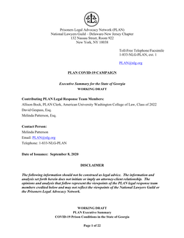 Prisoners Legal Advocacy Network (PLAN) National Lawyers Guild – Delaware-New Jersey Chapter 132 Nassau Street, Room 922 New York, NY 10038