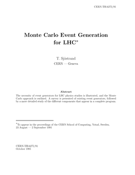 Monte Carlo Event Generation for LHC∗