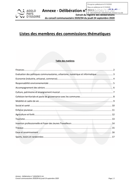 Annexe - Délibération N° 2020/04/11-AJ Extrait Du Registre Des Délibérations Du Conseil Communautaire 2020/04 Du Jeudi 24 Septembre 2020