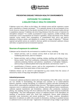 Exposure to Cadmium: a Major Public Health Concern