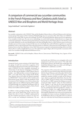 A Comparison of Commercial Sea Cucumber Communities in the French Polynesia and New Caledonia Atolls Listed As UNESCO Man and Biosphere and World Heritage Areas