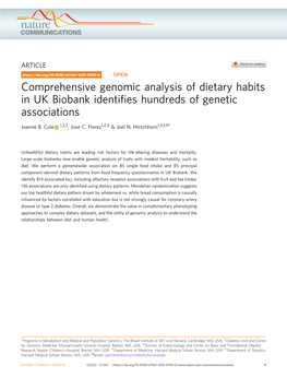 Comprehensive Genomic Analysis of Dietary Habits in UK Biobank Identifies Hundreds of Genetic Associations