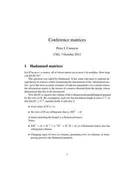 Conference Matrices