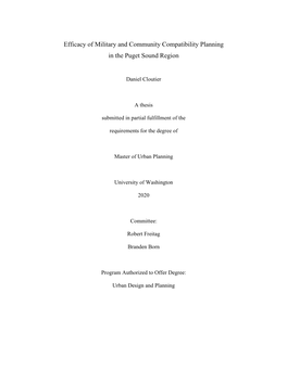 Efficacy of Military and Community Compatibility Planning in the Puget Sound Region